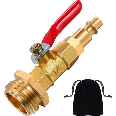 Adaptateur de purge d'hiver Hotop avec raccord rapide mâle 1/4 pouce et filetage GHT mâle 3/4 pouce (1/4)