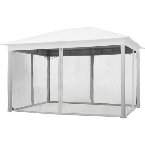 TOOLPORT Moskitonetz für Gartenpavillon Sunset Classic 3x4 m - Polyester - Insektengitter mit Reißverschluss - grau (1/5)