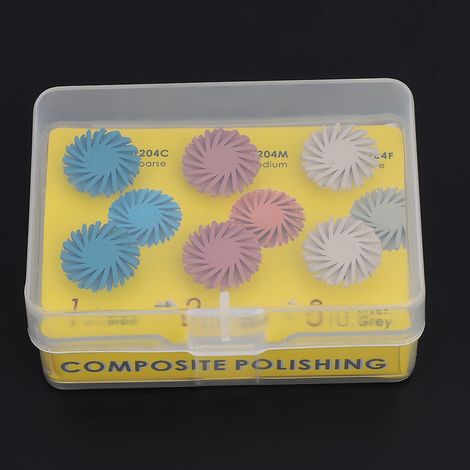 6-teiliges Set Polierscheiben-Set für zahnärztliches Kompositharz in 3 Farben mit Spiral-Flexbürsten (1/5)