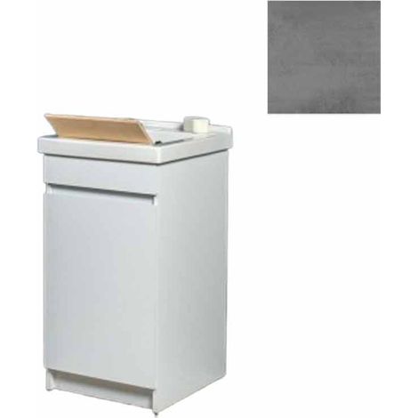 Mobile Lavatoio in Ceramica 1 Anta con Strofinatoio in Legno Massello 45x50x86A cm Grigio Cemento (1/5)