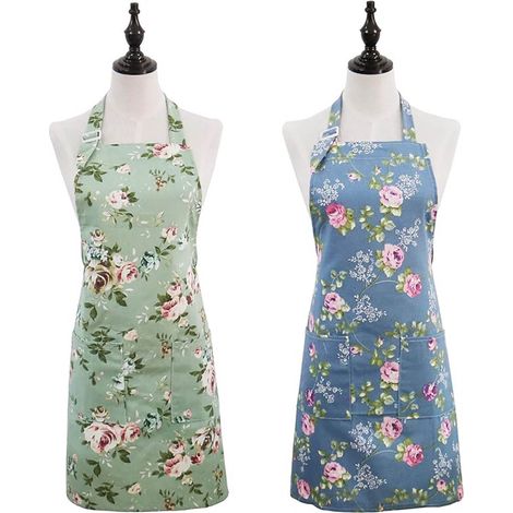Lot de 2 tabliers fleuris pour femmes avec 2 poches (1/5)