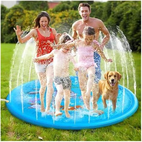 170 Cm Extra Large Rond Dauphin Piscine Chien Et Jeux D'eau Enfant Extérieur,Épais Tapis De Pulvérisation D'eau Antidérapant,Jeux D'eau Extérieur Gonflables Pour Enfants,Adapté Aux Cadeaux De Vacances (1/5)