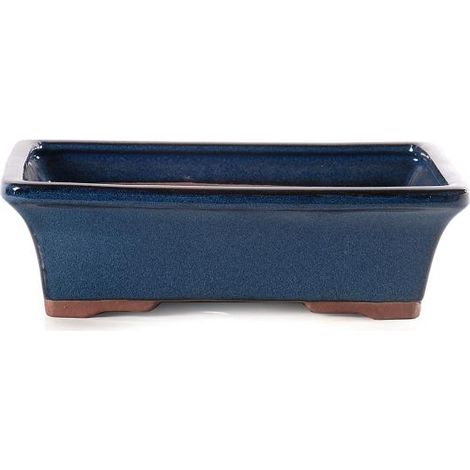 Vaso bonsai rettangolare smaltato blu cm. 25 (1/2)
