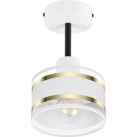 Plafoniera bianca con paralume, in metallo industriale, 1xE27, illuminazione LED moderna per soggiorno, cucina, camera da letto, cameretta dei bambini, loft (1/5)