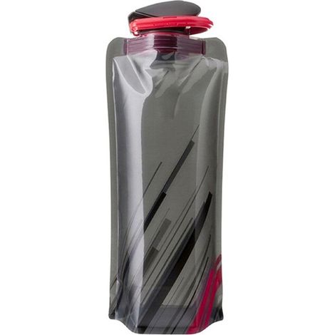 (Noir) Bouteille d'eau de voyage pliable, en plastique souple avec mousqueton. (1/5)
