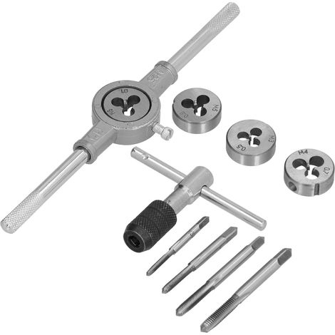 Gewindeschneidset aus legiertem Stahl, metrischer Gewindebohrerschlüssel, Gewindeschneider, Reparatur- und Bearbeitungswerkzeuge. (1/5)