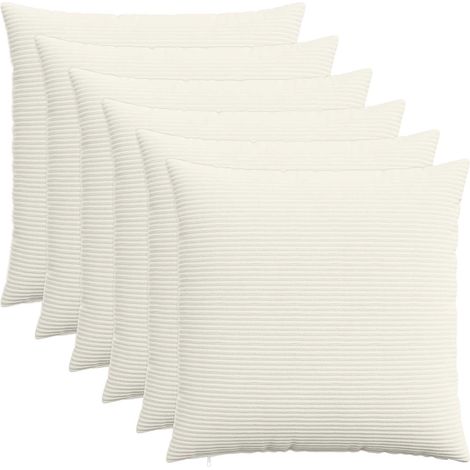 Cushion Cover 6 pcs HEERLEN Cream 70 x 70 cm Corduroy vidaXL (1/5)