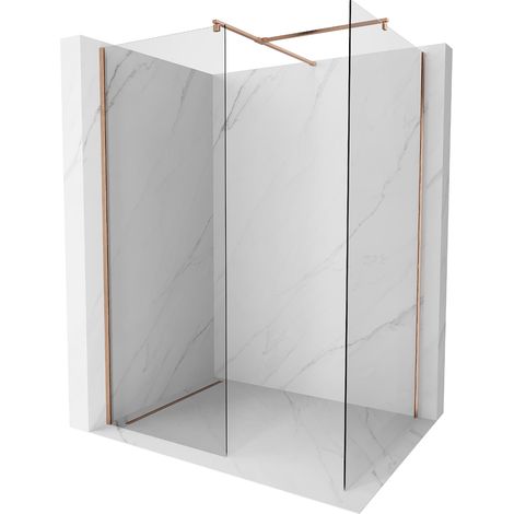 Mexen Kioto mampara de ducha Walk-in 135 x 90 cm, transparente, cobre cepillado - 800-135-202-65-00-090