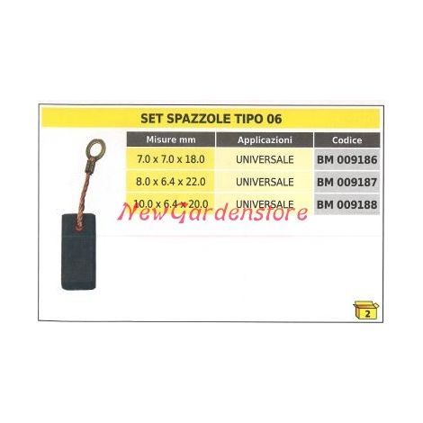 Set spazzole 2 pezzi tipo 06 universale 7.0 x 7.0 x 18.0 mm 009186