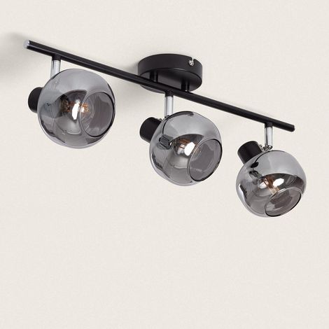 Deckenleuchte verstellbar Metall und Glas 3 Strahler Romsy Grau