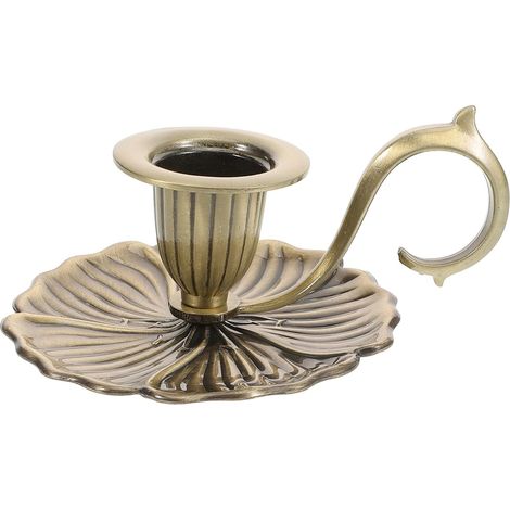 Support de Bougie en Métal, Bougeoir en Alliage de Zinc Couleur Café, Centre de Table Décoratif pour Mariages, Fêtes, 13,5 x 10 x 5 cm (1/5)
