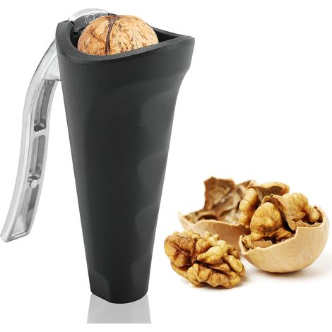 Nut Peeling Tool, Metal Nut Cracker, Walnut Peeler, Multifunctional Walnut Tongs, Funnel-shaped Nutcracker, Suitable for Pecans, Hazelnuts, Almonds (Black) (1/5)