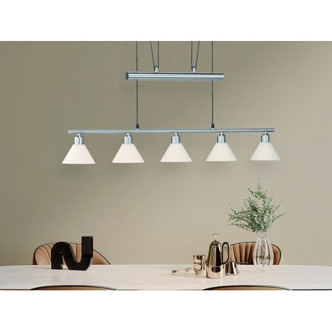 Pendelleuchte STAMINA mit Glas 5-flammig höhenverstellbar 80-180cm, B:102cm (1/5)