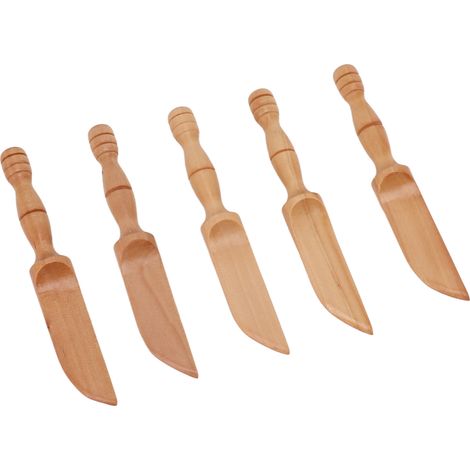 Couteau à beurre en bois fait main, tartineur à gelée et fromage, spatule à condiments pour sandwichs, lot de 5 pièces, couleurs claires (1/5)