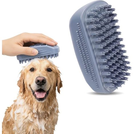 Brosse de bain pour chien 3 en 1 - Barre en caoutchouc - Brosse de bain douce pour poils courts et longs - Élimine les poils morts, la poussière et la saleté avec effet massage (1/5)