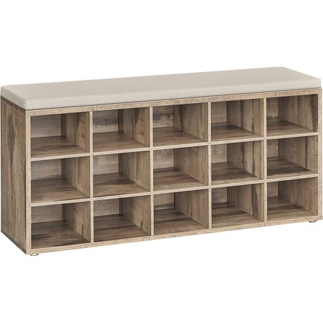 Panca portascarpe mobile da ingresso con seduta scarpiera con cuscino e 9 scomparti ripiani regolabili per corridoio soggiorno 303 x 785 x 48 cm marrone rustico 120004101