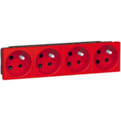 Prise 4 x 2P+T Rouge à détrompage Mosaic Legrand 077154