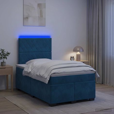 vidaXL Lit boxspring avec matelas Bleu 120 x 190 cm Velours (1/5)