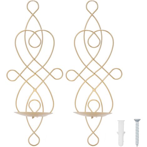 2 Sets Iron Wall Candle Sconce Holder Foldable Deformation Resistance Innovative Wall Candle Holder for Bedroom Dining Room Gold
