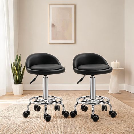SunJet Tabouret, pouf, Lot de 2 pivotants noirs à roulettes - Réf. MHJ0QV4X9284 (1/5)