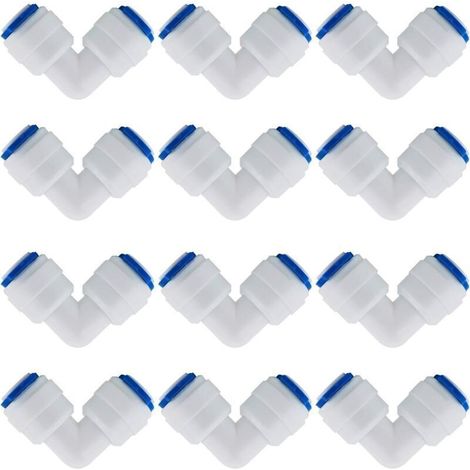 12 Pcs Accessoires De Filtre à Eau RO Raccord De Buse 1/4 Pouces 90 Degree Right Angle Fast Docking pour Raccorder Les Raccords De Tuyauterie d'eau, Tuyau de réfrigérateur (1/4)