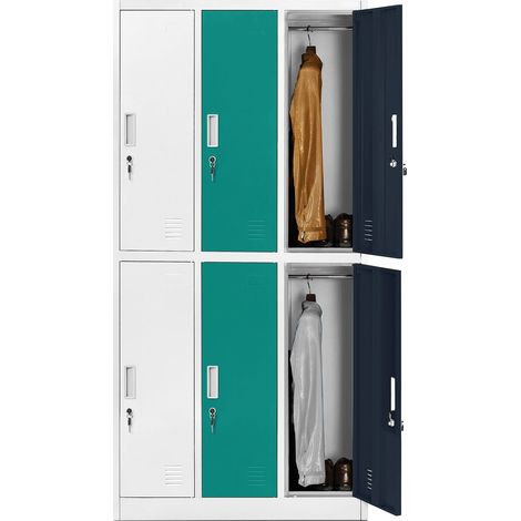 Jan Nowak Spint 3B2A Schließfachschrank Fächerschrank Wertfachschrank Umkleideschrank 6 Fächer Stahlblech Pulverbeschichtet 185cm x 90cm x 45cm mehrfarbig
