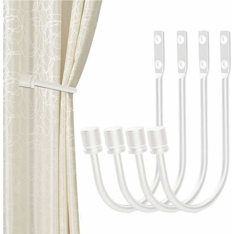 Raffhalter für Gardinen, 4 Stück U-förmige Haken zur Wandmontage, Quasten-Raffhalter für Gardinen, Vorhanghaken, Gardinenzubehör (leer) (1/4)