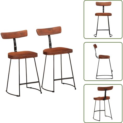 vidaXL Tabourets de bar lot de 2 49x43x79 cm bois de manguier massif (1/5)