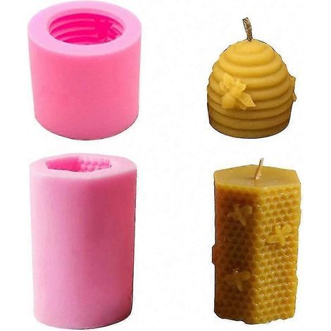 Set of 2 3D bee-shaped silicone candle molds in the shape of a beehive for candle making (a-5-f6) (1/5)