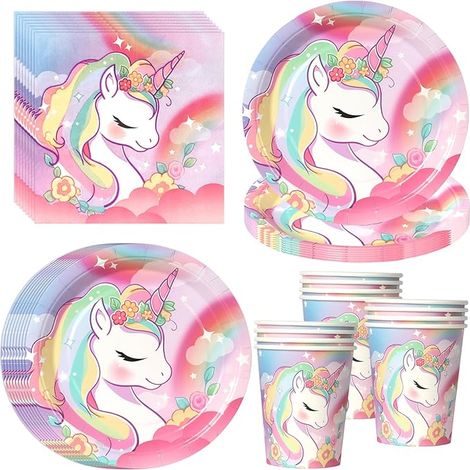 thème licorne Assiettes, gobelets et serviettes fêtes (1/5)