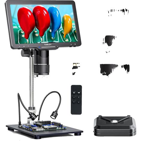 Microscope Numérique, Écran de 10,1 pouces, Grossissement de 1500X à 3000X, Écran Haute Définition, Batterie Rechargeable Incluse, Certifié CE (1/5)