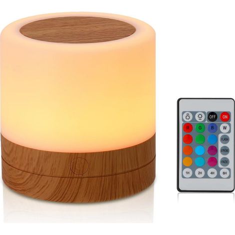 veilleuse-Lampe d'ambiance RGB multifonctions avec contrôle tactile et télécommande – Lampe de chevet, camping, bureau, avec 13 couleurs et timer (72mm, 1200mAh) (1/5)