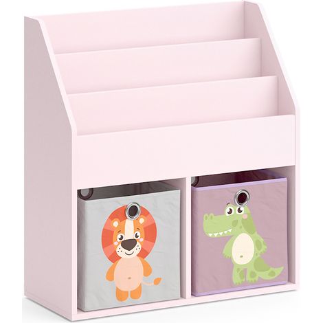 Kinderregal Luigi, Rosa, 72 x 79 cm mit 2 Faltboxen (Löwe, Krokodil), Vicco
