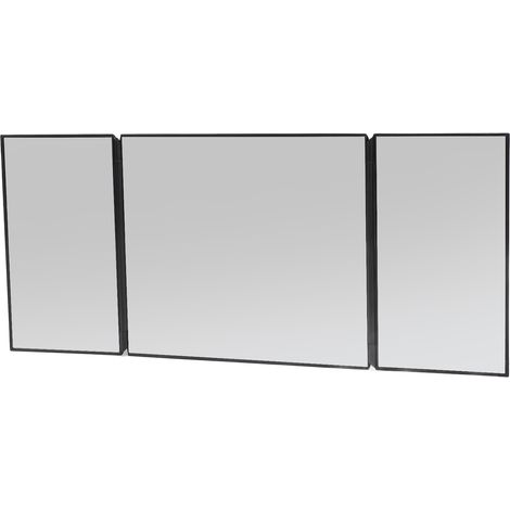 Miroir de courtoisie pliable pour pare-soleil de voiture, en trois parties, universel pour camion, SUV, rétroviseur noir (1/5)