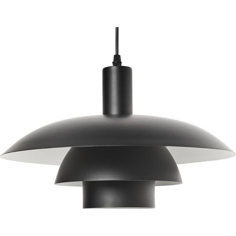 Lámpara colgante de metal con varios niveles estilo vintage de mediados de siglo negro Hilba