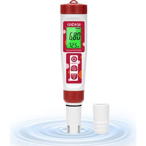 Compteur de pH, testeur de ppm hydroponique, compteur de pH ppm de nutriments, compteur numérique de température TDS EC pH et ppm pour l'eau, aquarium, piscines (1/5)