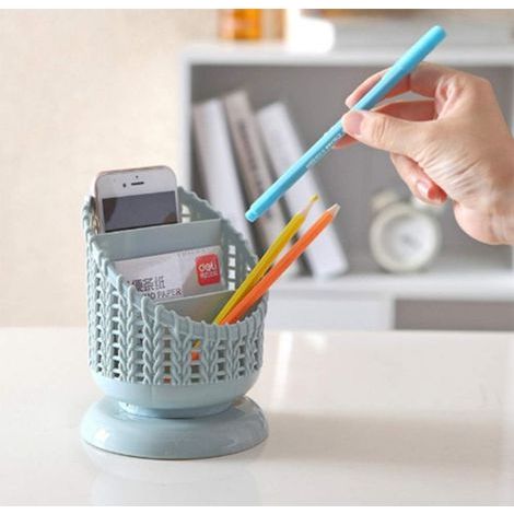 1 Stiftehalter aus Rattan, Kosmetikbox, einfache Aufbewahrungsbox für Büro/Zuhause/Schule (1/5)