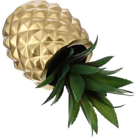Ornement D'ananas Simulé en Résine et Plastique Vert et Or, Décoration Unique pour Bureau ou Maison, Accessoire Décoratif Élégant et Moderne (1/5)