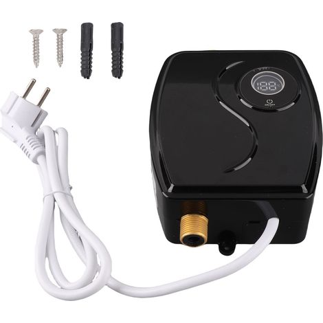 Chauffe-eau électrique miniature 3800 W avec écran tactile, entrée et sortie G1/2, pour cuisine, appartement, salle de bain, camping-car, noir. (1/5)