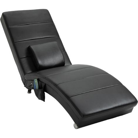 Chaise longue relax in similpelle con massaggio, 58 x 163 x 87 cm, 8 punti, nera, HOMVRA (1/5)