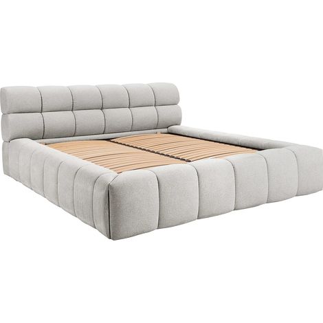 Letto con contenitore 160 x 200 cm Tessuto Grigio  - FORVIK