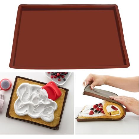 Sollbry Biskuitrolle-Kuchenmatte – Silikon-Backmatte, Silikon-Keksform für Pizzakekse, hitzebeständig und anti-ofenbackblech (1/5)