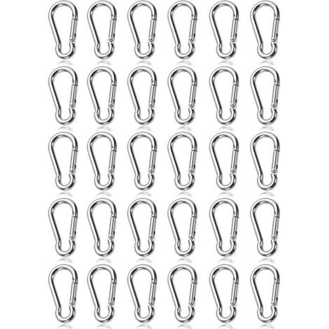 Mini-mousquetons à ouverture rapide - MICH - Lot de 30 - 40 mm - Jusqu'à 50 kg - Léger - Pour sacs à dos - Camping (1/4)