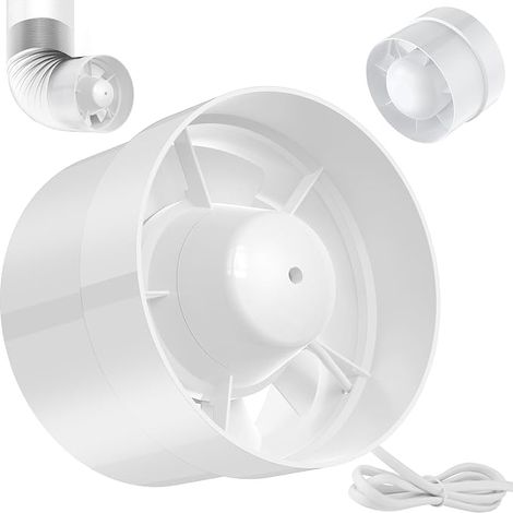 Air Extractor 125 mm, Dair Extractor 240 m³/h, 34dB, Bathroom Air Extractor for Kitchen, Toilet, Greenhouse, Grow Tent, Garage (1/5)