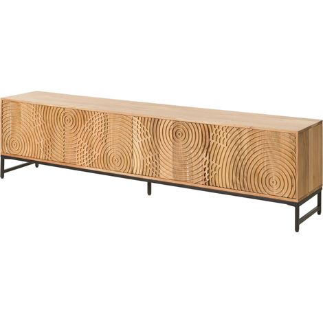 Mobile TV Acacia naturale Laccato 220x40x55 cm montato parzialmente MARRAKESCH 106 (1/4)