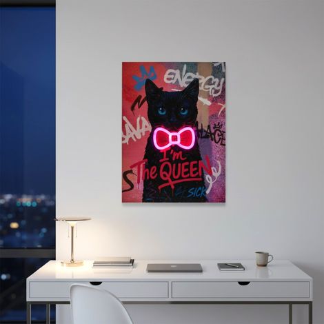 Tableau Lumineux - HOME DECO FACTORY - Chat - LED - Multicolore (1/5)