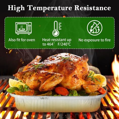 Barquette aluminium 1200 ml 30 pièces, plat jetable pour barbecue cuisson four, dimensions 21x21x4.5 cm (1/5)