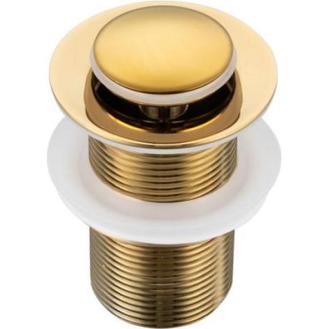 Bouchon Lavabo - Laiton - Or - Sans Trop-Plein - Diamètre 61 mm - Hauteur 80 mm - Filetage G1 1/4 - 1 Pièce (1/5)