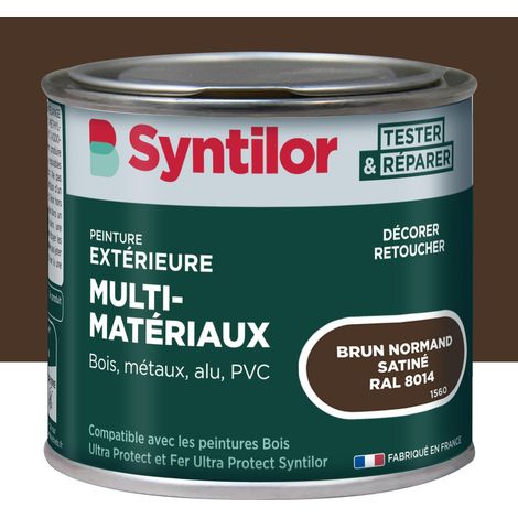 SYNTILOR Peinture exterieure bois, aluminium, pvc . SYNTILOR brun normand satine 125ml (1/5)