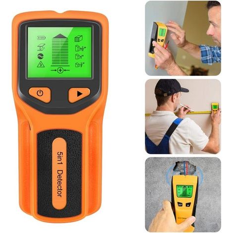 Détecteur de montants muraux 5 en 1, scanner mural numérique, détecteur de métaux avec écran LCD et sirène, pour murs et sols (piles non incluses) (1/5)
